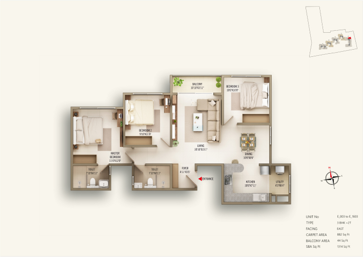 concorde antares 3 bhk